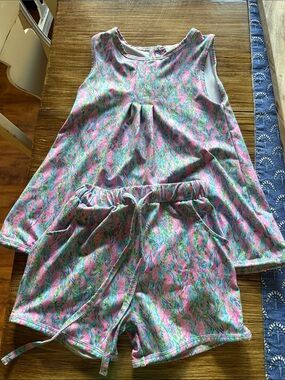 Kids Pink Floral Tank Top & Shorts Athleisure Set